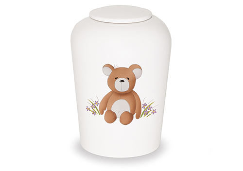 Urne Skala barnemodell hvit + bamse